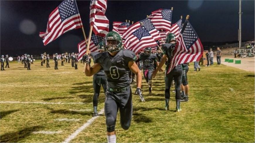A Southern California high school football team and  "God Bless the U.S.A."