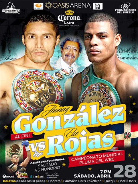 Boxeo de Lujo en Cancun / Este lunes arriba a Cancún el dominicano Elio Rojas para definir el reinado de los Pesos Plumas.