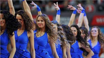 Cheerleaders perform 