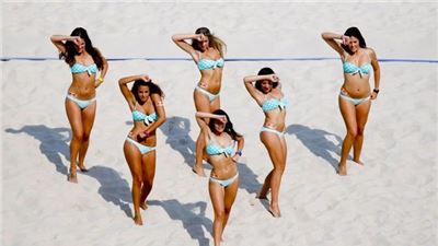 Cheerleaders perform 