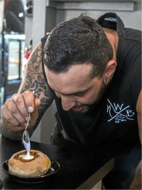 Coffee meet doughnut and Nutella by Fernando Santi of Kenilworth Bakery