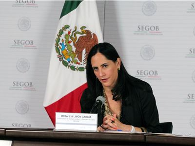 Conferencia de Prensa que ofreció la Subsecretaria de Derechos Humanos, Lía Limón García.