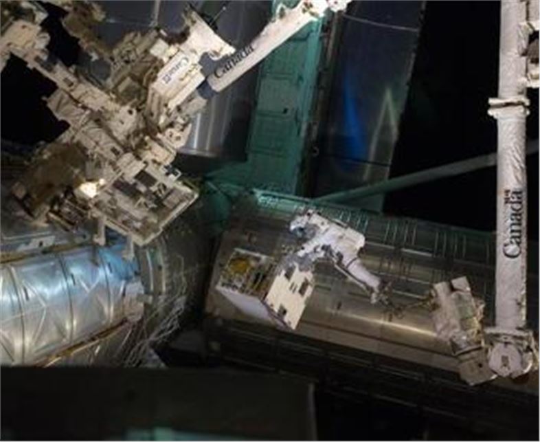 Debris-bullet against the space station. Astronauts forced to flee into the Soyuz