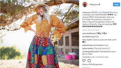 Miley Cyrus  in a country version for “Younger Now”