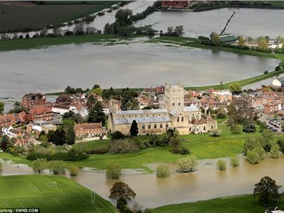 Not again! Flood-hit Tewkesbury devastated in 2007 is back under water after the wettest April on record