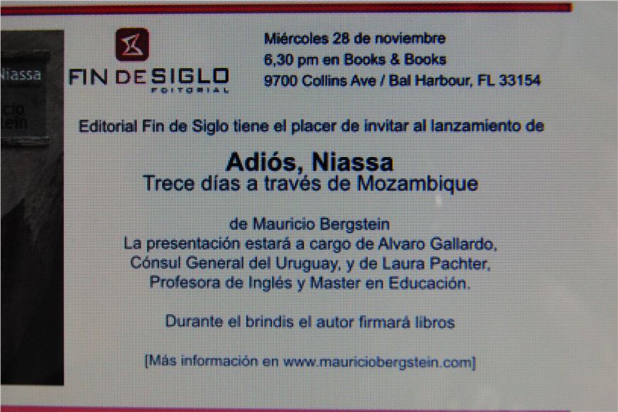 Presentación de “Adiós, Niassa” en MIAMI, 28 de noviembre 6:30PM en Books & Books @ Bal Harbour Shops - 9700 Collins Avenue