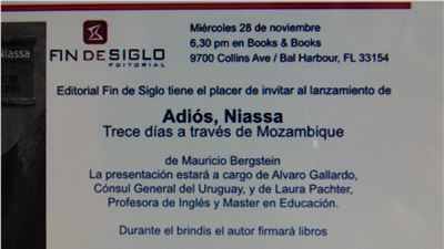 Presentación de “Adiós, Niassa” en MIAMI, 28 de noviembre 6:30PM en Books & Books @ Bal Harbour Shops - 9700 Collins Avenue