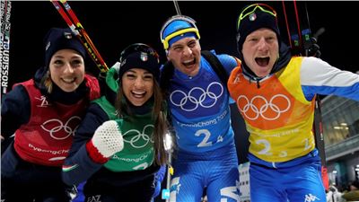 PyeongChang 2018:  Staffetta biathlon  e' bronzo per l’Italia  
