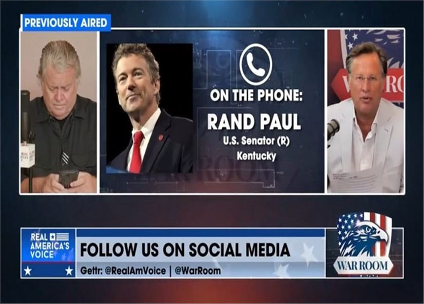 Senator Rand Paul Discusses Free Speech on War Room Broadcast with Steve Bannon and Dave Brat